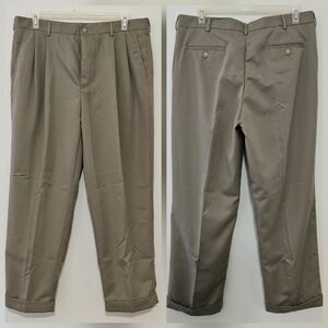Van Heusen Size 38×30 Beige Brown Polyester Men's Casual Dress Pants Trousers
